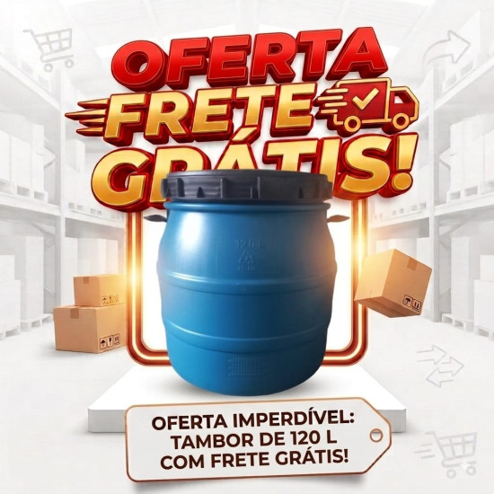 Bombona 120 Litros Tampa de rosca Azul - Nova Frete Grátis