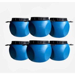 Kit com 6 Unidades Bombona 30 Litros Tampa de rosca Azul - Nova