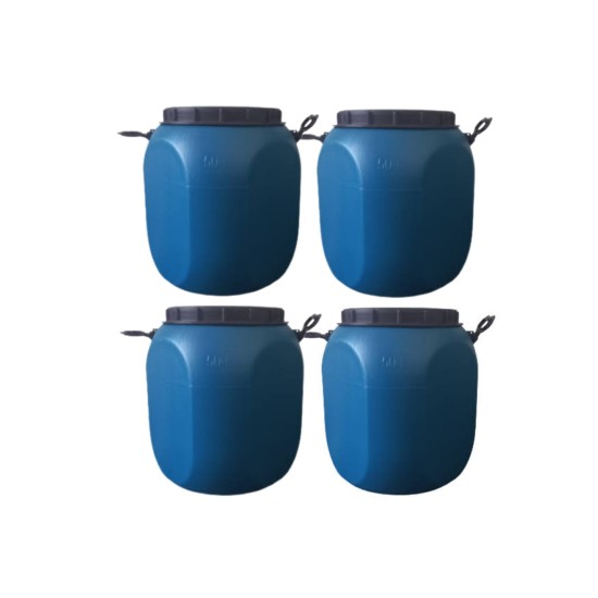 Kit Com 4 Unidades Bombona/Tambor Plástico 50 Litros Tampa de rosca Azul - Nova